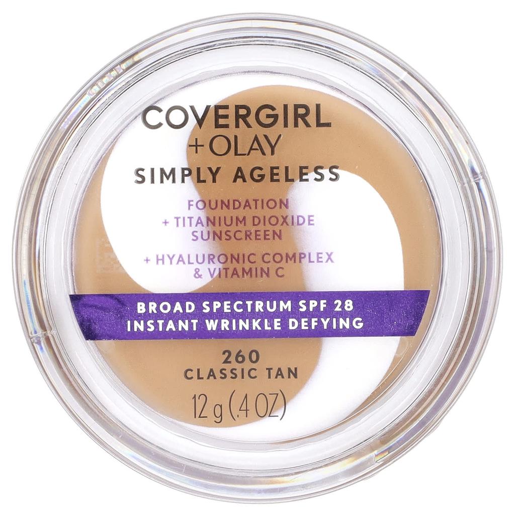 Covergirl Olay Simply Ageless Foundation, SPF 28, 260 Classic Tan, 12 G (0.4 Oz)