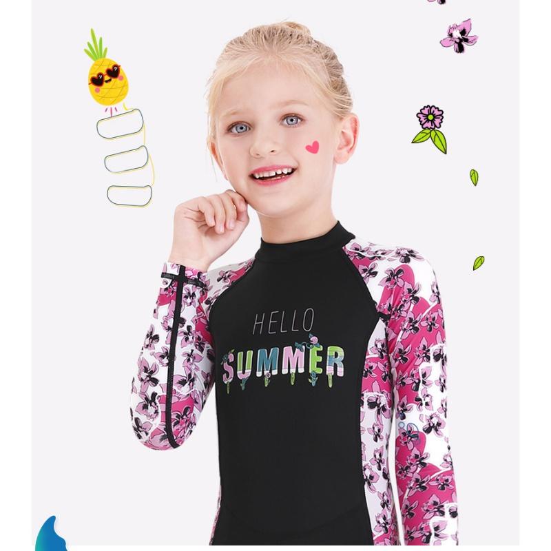 Детский гидрокостюм для девочек и мальчиков, неопреновый гидрокостюм, детский цельный купальник с защитой от ультрафиолета и длинными рукавами