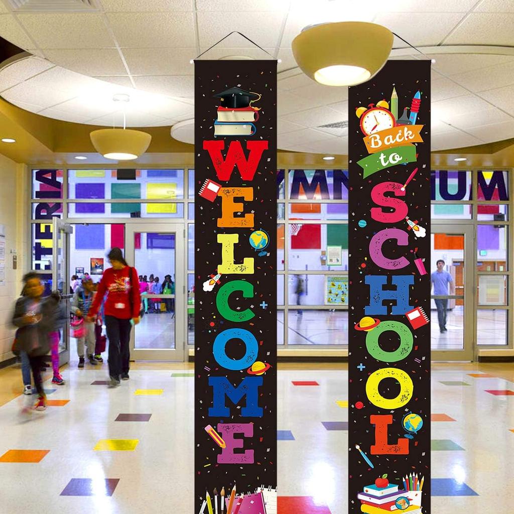 LioNergy Back to School Banner Welcome Banner for First Day of School Hanging Fabric Banners Flags Sign Backdrop Décor Supplies for Pre-School