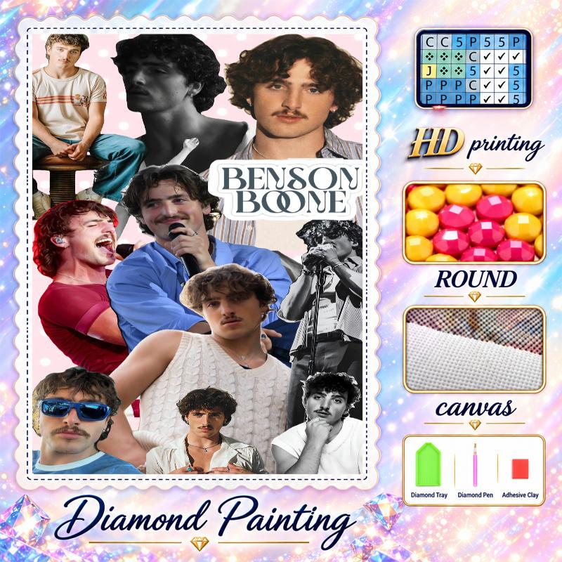 Benson Boone Diamond Painting Kit 5D Full Drill DIY Diamond Mosaic Wall Art Home Decor