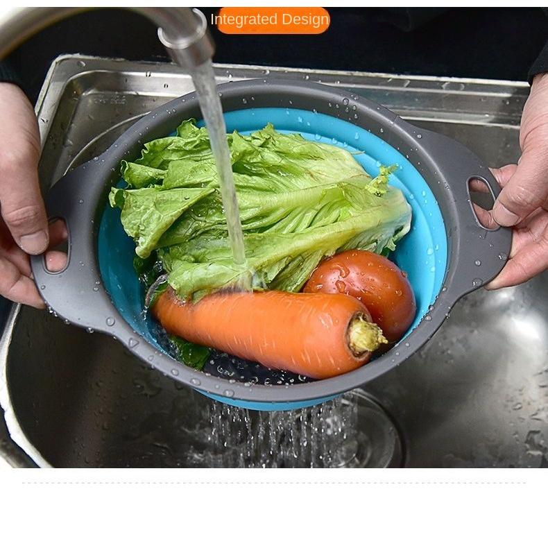 VISHUA Пластиковая складная раковина для овощей Многофункциональная кухонная корзина 3-в-1 Складная сливная корзина для хранения фруктов Вращение