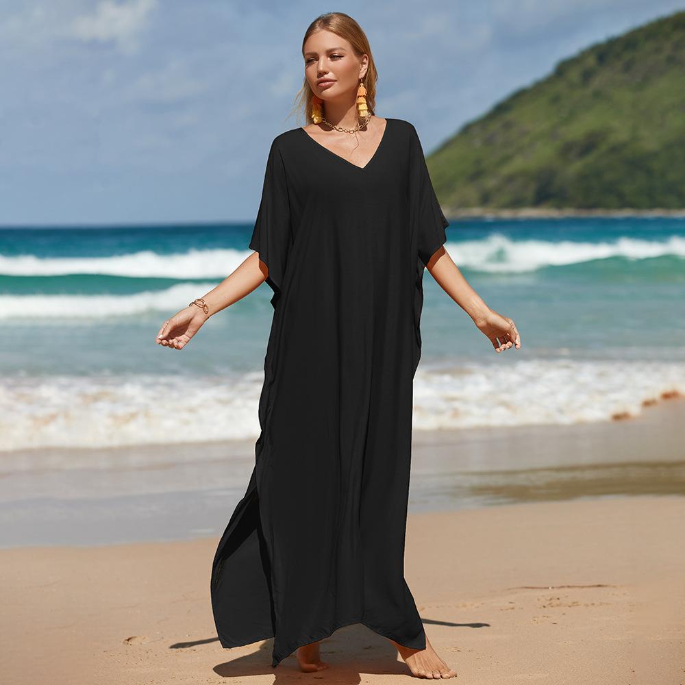 Women's Beach Cover Up Loose Plus Size Bohemian Long Dress Bikini Outer Shirt