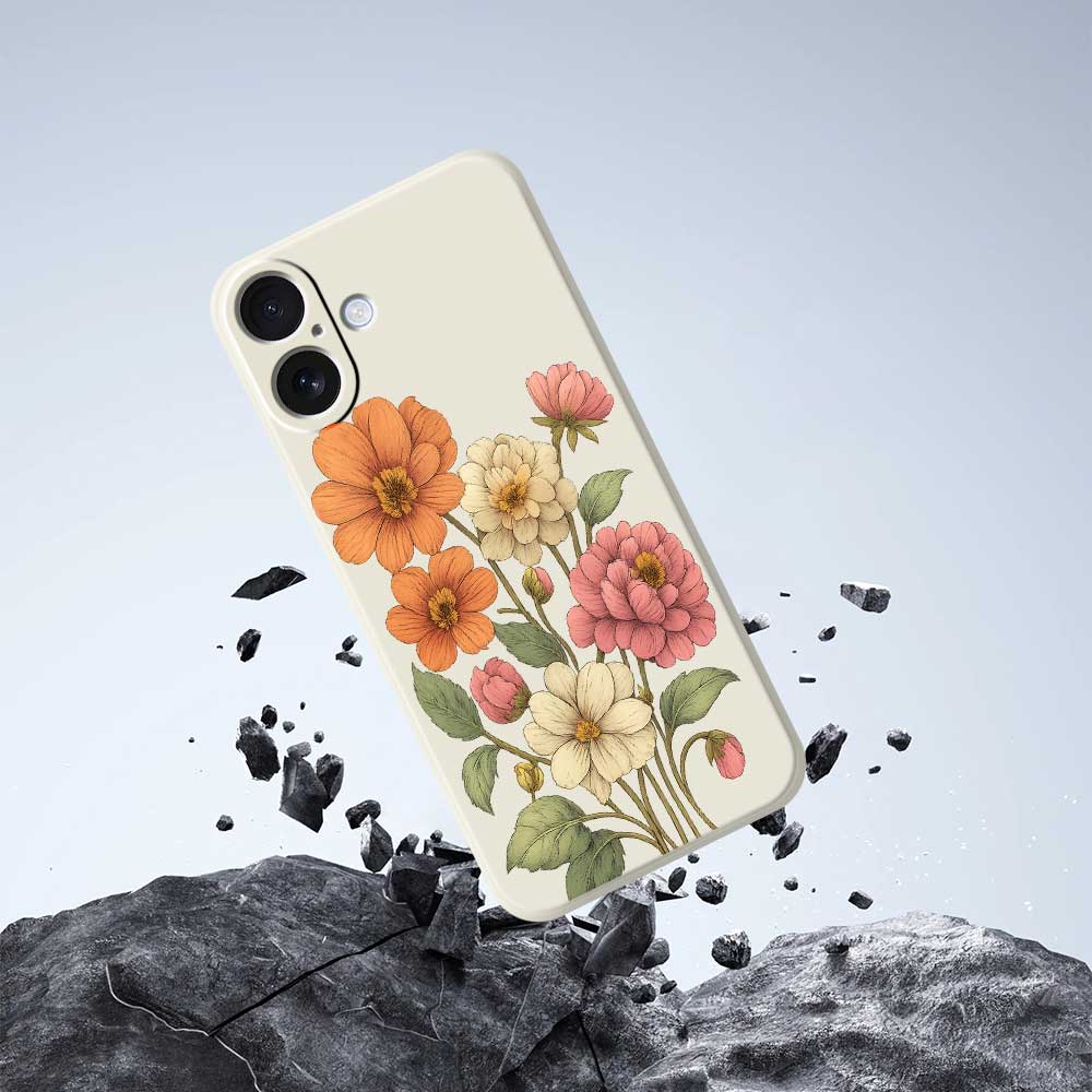 Чехол для iPhone 17 с красивым принтом цветочного узора, ТПУ задняя крышка для телефона с прямыми краями