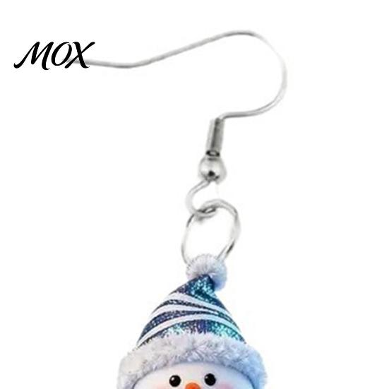 Антикоррозийные крючки для ушей 1 пара, милые рождественские серьги-подвески в виде снеговика, акриловые серьги с полосатым дизайном, зимние праздничные украшения для женщин