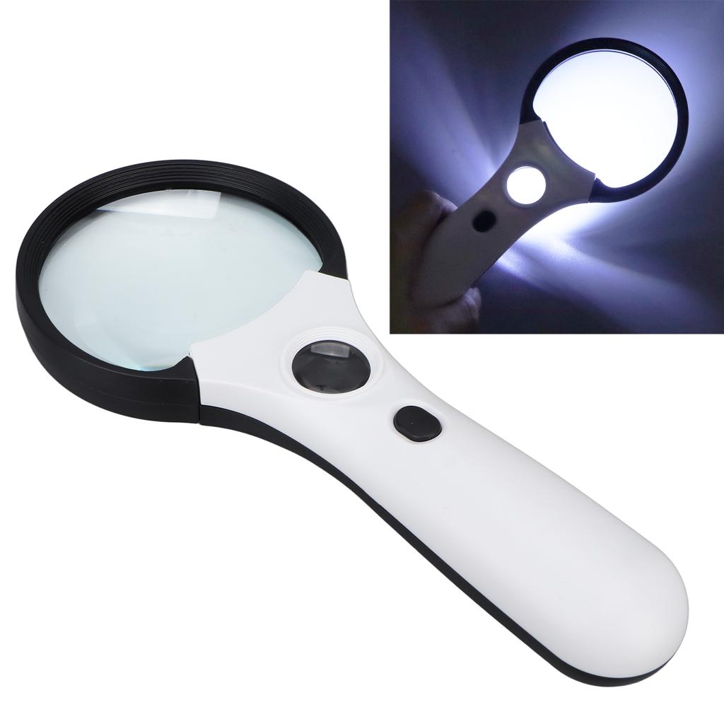 LED Magnifying Glass Good Light Transmittance 4 LEDs High Definition Handheld Magnifying Glass for