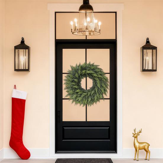 Christmas Wreath Real Touch Faux Cedar Large Green Garland Front Door Windows Festive Party Decor DIY Decoration