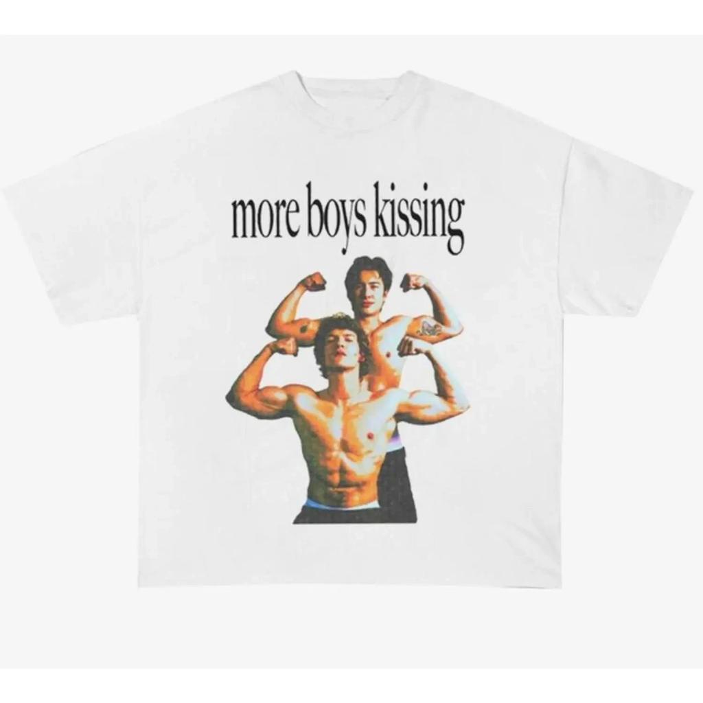More Boys Kissing Funny Graphic Tee Shirt Trending Graphic Tee Y2K Retro Graphic Print Harajuku Unisex WoUnisex Tee Vintage Tops