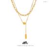 Niche Acacia Bean 18k Gold-Plated Stainless Steel Double Layer Necklace for Women
