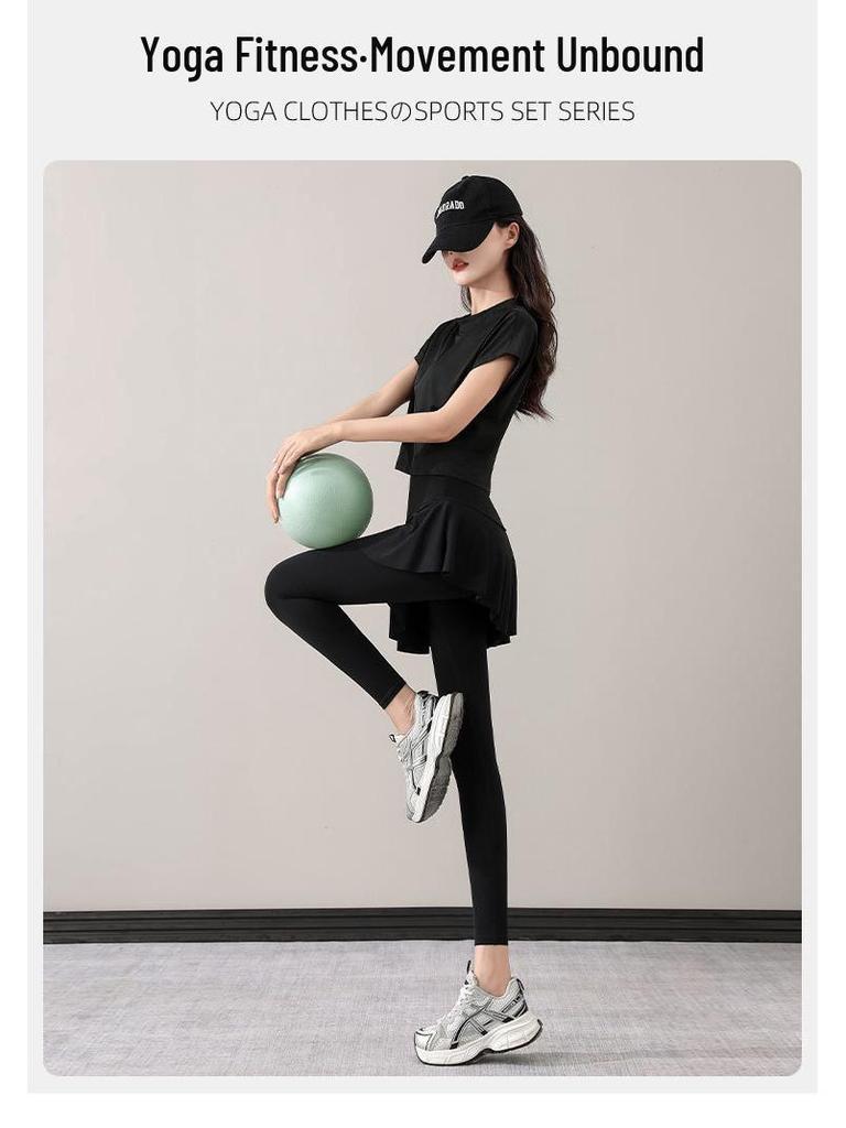 Women's Yoga Shark Pants with Attached Skirt - Quick-Dry, No Line, Autumn/Winter