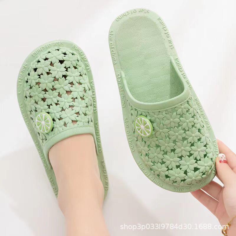 New Fashion Women's Bag Head Cool Slippers Hole Shoes Home Bathroom Outdoor Beach Non-slip and Wear-resistant Zero