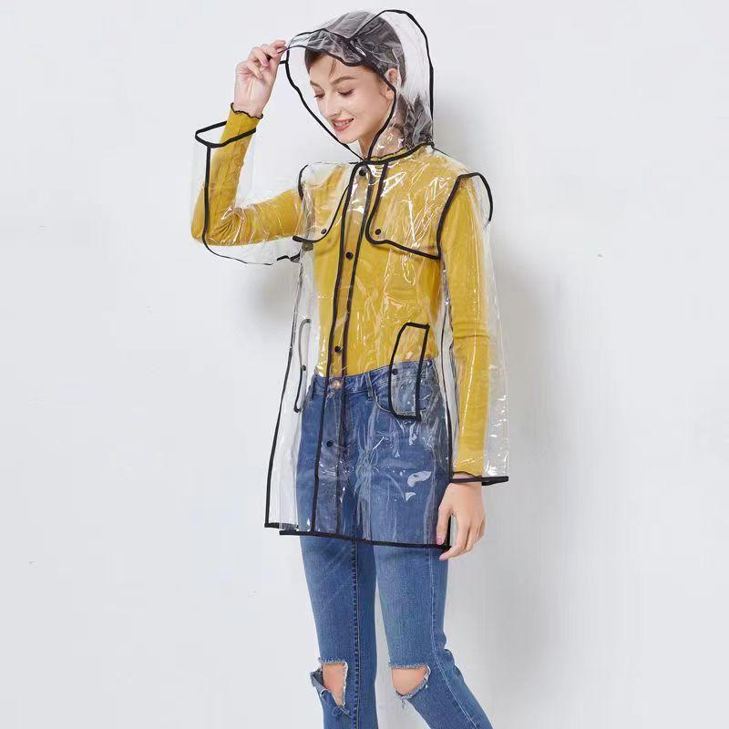 Fashion EVA Transparent Raincoat Outdoor Ladies Rain Coat Jacket Waterproof Adults Men Women Clear Poncho Hiking Biker Rainwear