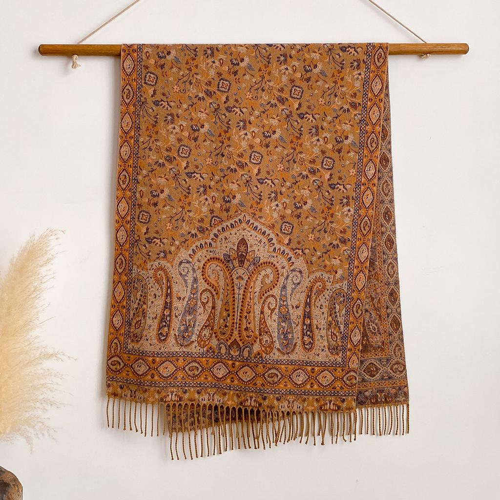 Bohemian Versatile Jacquard Cashew Ethnic Style Big Shawl Women'S Scarf Vintage Tassel