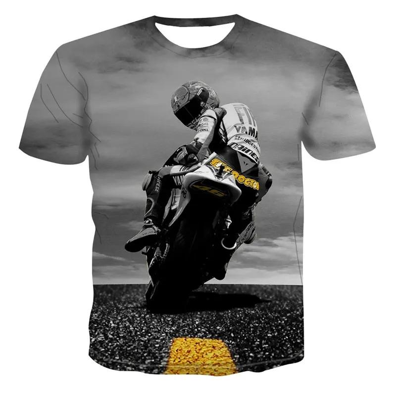 Летняя футболка с принтом Cool Motorcycle Series Fashion Motorcycle Pattern Casual Hip Hop Street Men's O-Neck Fashion Top