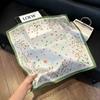 Premium printing neck small square scarf women's literary and retro polka dot cashew flower headscarf versatile accessories short silk scarf scarf s