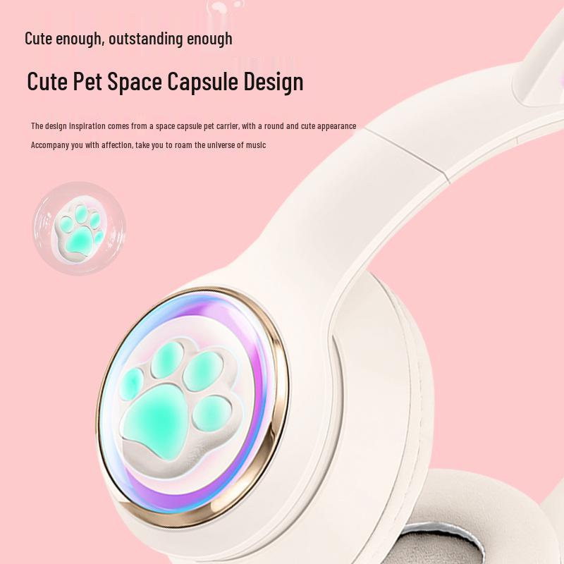 AKZ-62 Светящаяся игровая Bluetooth-гарнитура с кошачьими ушками и мощным басом