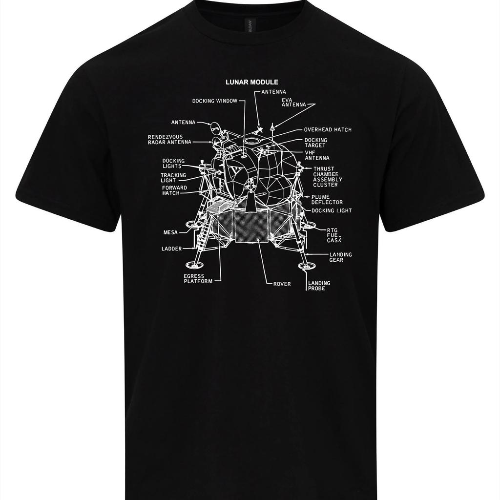 Футболка «Орел» лунный модуль Аполлон-11 Посадка на Луну Футболка Графические футболки Ретро Уличная одежда Футболка с круглым вырезом и короткими рукавами Мужская футболка