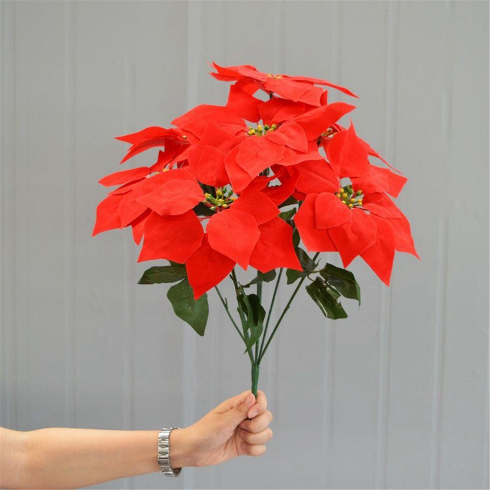 ornamental Poinsettia Bushes Simulation bouquet Xmas Decor Christmas Bouquets Christmas Decoration