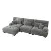 Luxurious Modular Corner Sofa - Oversized L-Shaped Cloud Couch for Living Room, Deep Sleeper Sofa with Ottoman, Corduroy, Chenille Grey