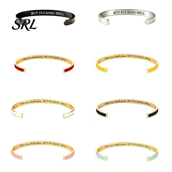 Simple Design Cuff Bracelet This Too Shall Pass Mantra Bracelet, Hidden Message Engarved Fashionable Color Bracelets Inspirational Bangle Adjustable