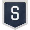Handmade Felt Alphabet Pennant Banner for Nursery Room Decor - Navy Blue & Beige Educational Wall Hanging for Kids Room 11.8 x 13.8 Inches (B)