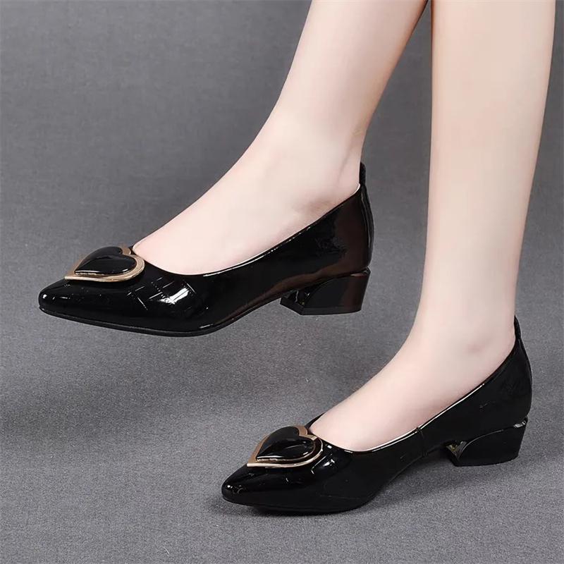 Женская обувь женская милая сексуальная белая с декором в виде сердец весенние слипоны на квадратном каблуке женская классическая черная удобная обувь на каблуке ab610