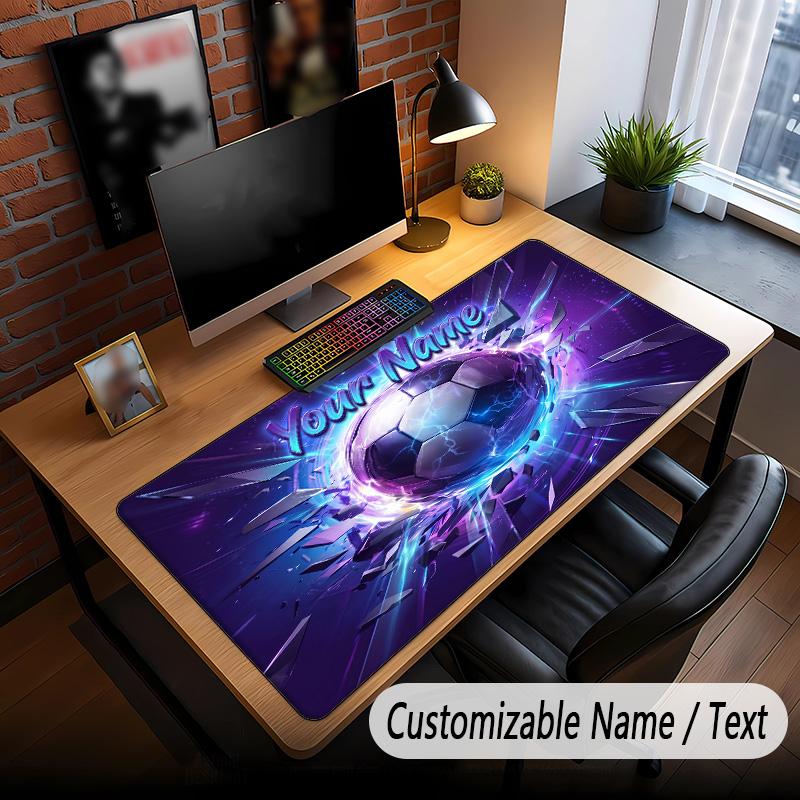 Soccer Theme Custom Mouse Pad Personalized With Name Text Customized Desk Mat For Office Home Decor