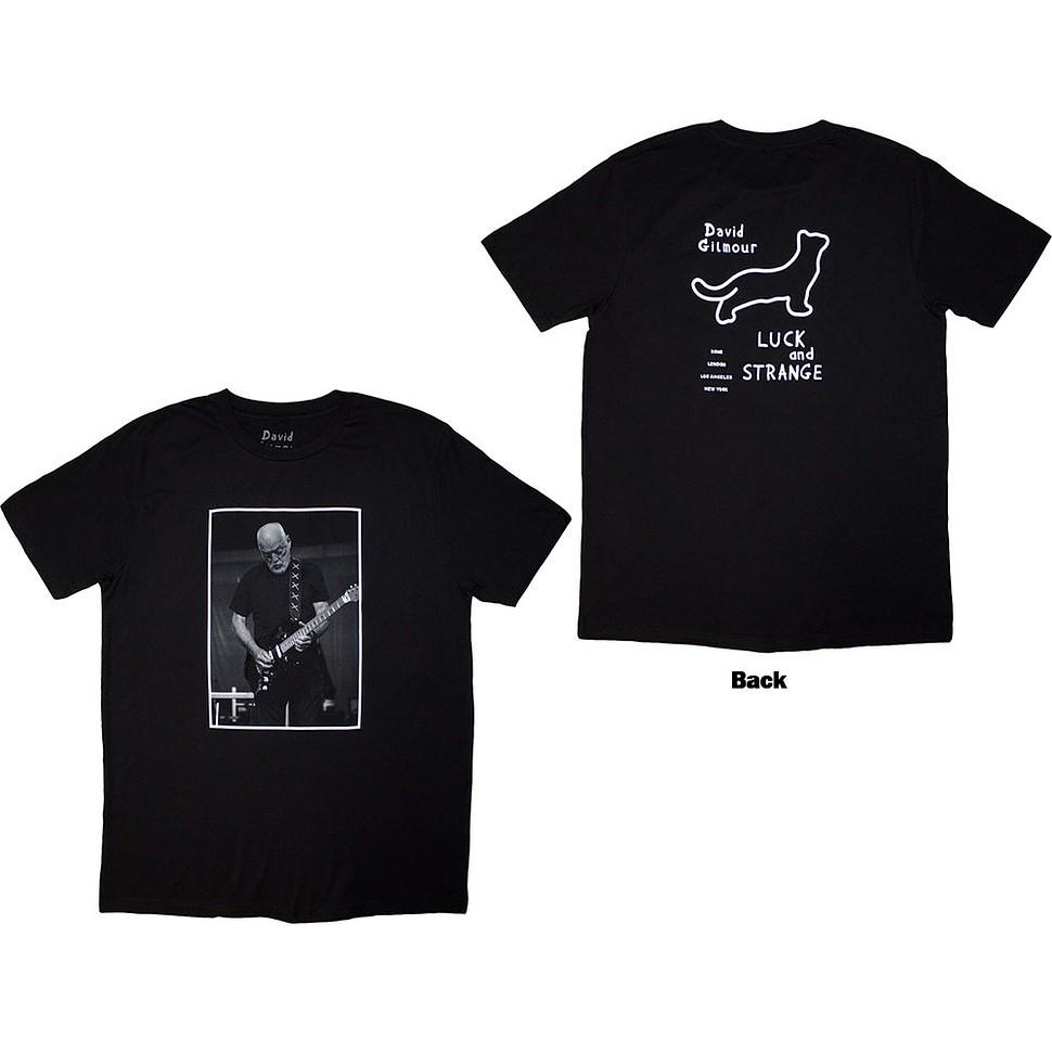 David Gilmour Luck Strange Black Cat Strat (Back Print) T-Shirt Black