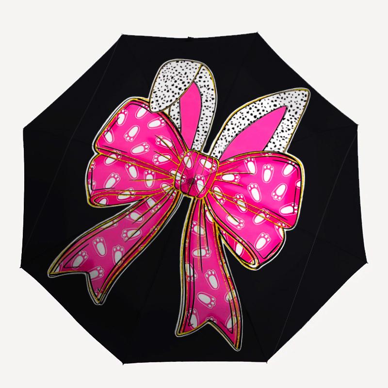 1pc Footprint Bow Automatic Open/Close Umbrella, Portable Folding Umbrella, Compact Travel Umbrella for106