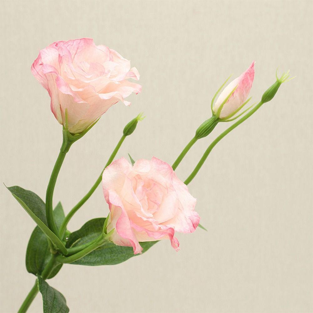 Silk Petals Eustoma Artificial Flowers 3 Heads Faux Flower Desktop Ornament