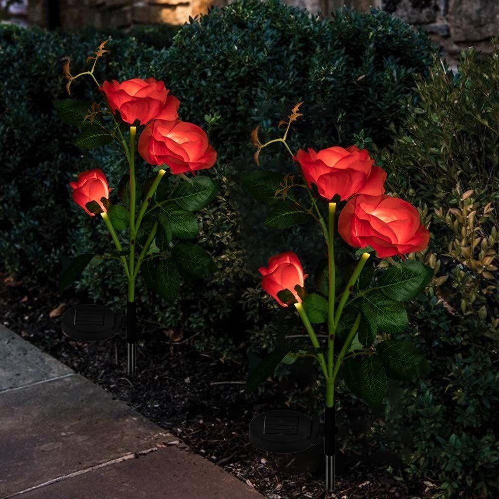 Plug-in Rose LED Solar Light Simulation Flower Solar Flower Lamp Courtyard
