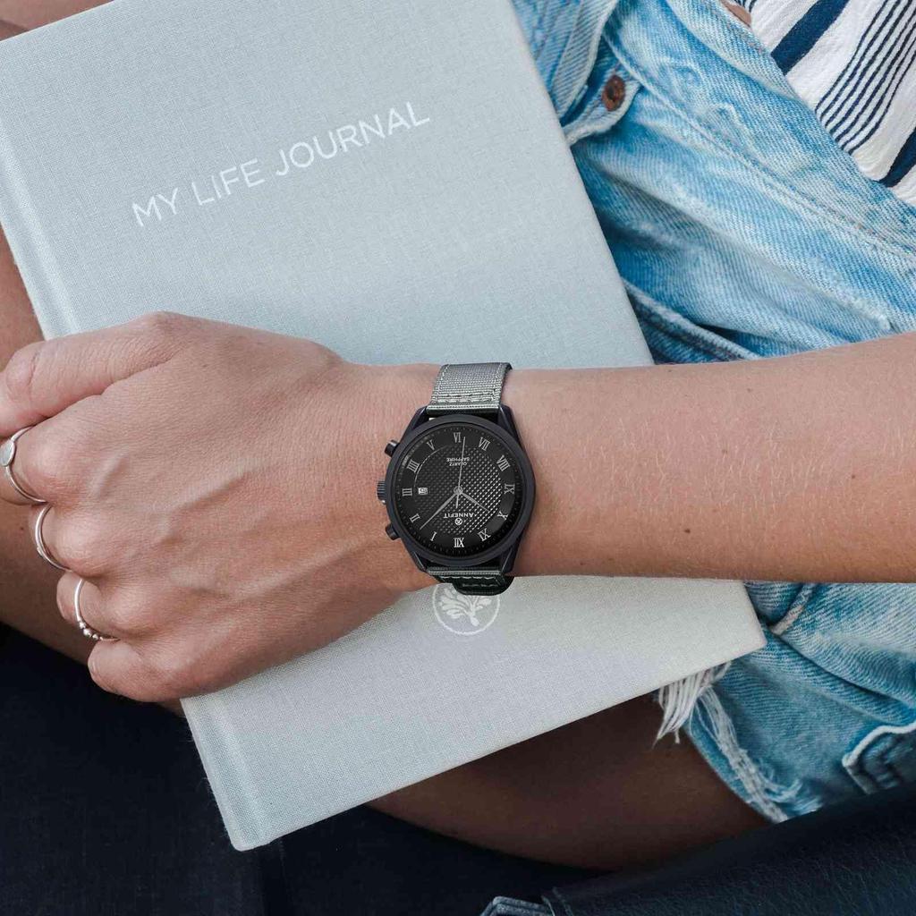 ANNEFIT Нейлоновые часы Военные часы Запасной нейлоновый ремешок с тканевой быстросъемной застежкой Ремешок, 18 мм, Двухкомпонентная отделка, Быстросъемный, Серо-серебристый