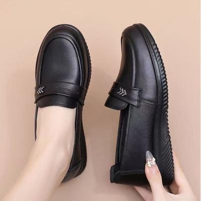 Удобные кожаные туфли на плоской подошве для женщин среднего возраста, нескользящие, с мягкой подошвой, для пожилых, среднего размера, 2 пары обуви на весну и осень