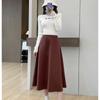 Angora Red Umbrella Skirt Half Skirt for Women Autumn Winter Mid-Length Plus Size Hip-Covering Slimming Pleated Skirt Half Suit Skirt