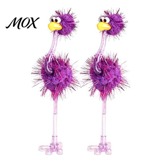 Back to School Supplies Cartoon Ostrich Plastic Ballpoint Pens, Funny Freestanding Pen, 0.5mm Pen Tip, Whimsical Desk Decor Furry Writing for Students