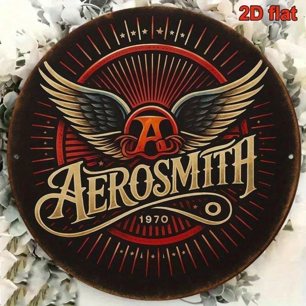 Ретро металлическая табличка Aerosmith 8x8 дюймов Винтажный логотип группы Жестяной плакат Домашнее настенное искусство Декор бара паба