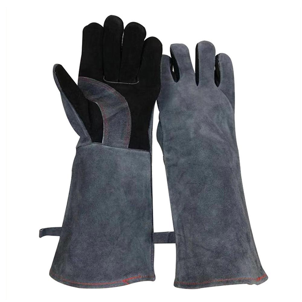 Перчатки extreme fire and heat resistant кожаные перчатки с алюминиевой фольгой изолированные подходят для барбекю, аргонодуговой сварки, MIG