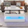 Modern Coffee Table with LED Lighting and Hidden Storage - Side Table with Hydraulic Lift, 100*50*42 cm, 50 kg Load Capacity