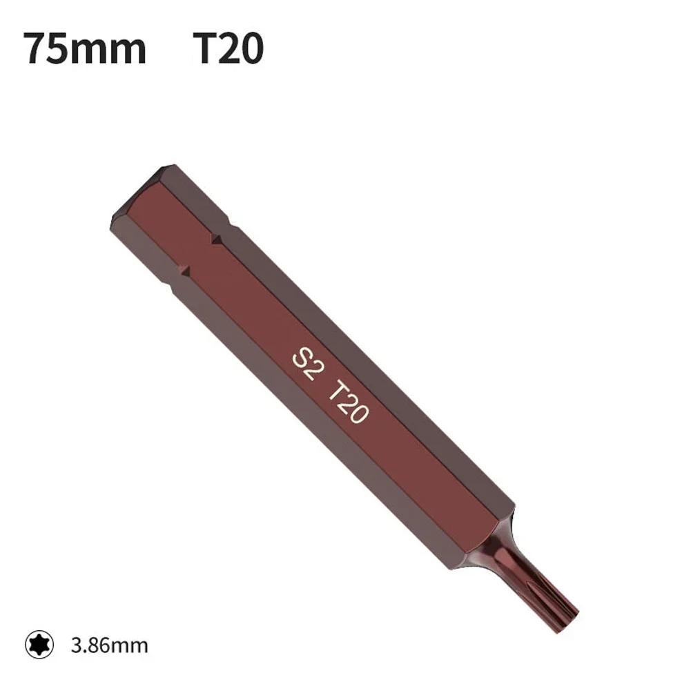 1pc 75mm Magnetic Torx Screwdriver Bit Steel 10mm Hex Shank Screwdrive For Impact Screwdriver T20/T25/T30/T40/T45/T50/T55