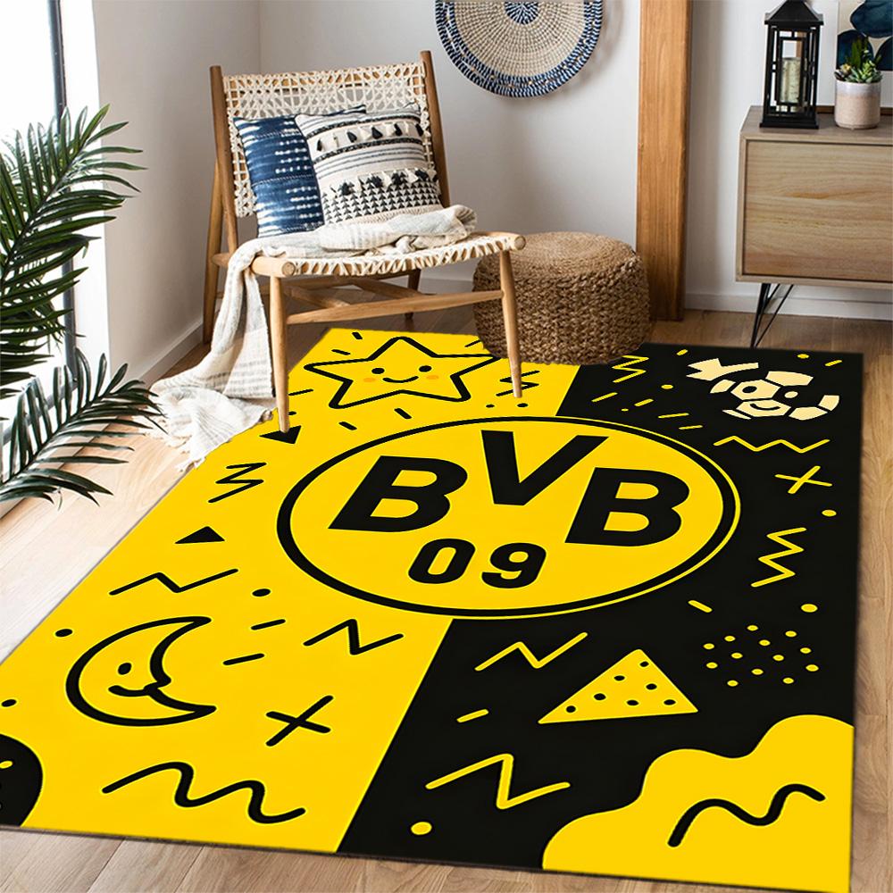 Нескользящие коврики с логотипом Bvb 09 в стиле Splatter Art - Полиэстер, Декор для дома, Подходят для спален, гостиных, прихожих, студий и в качестве декора