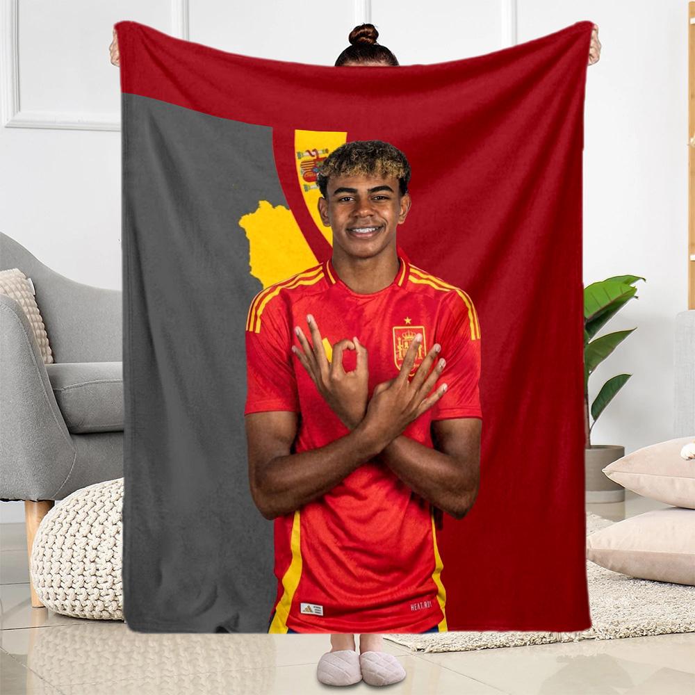 Lamine Yamal's Barcelona Football Player Celebration Blanket Soft Warm Cozy Suitable for Picnics Bed Couch Four Seasons Universal Playful Design