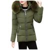 Fashion Women Winter Warm Hooded  Cotton  Winter Jacket Solid Long-Sleeved Coat