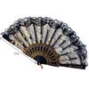 Home Decoration Handheld Ladies Lace Hand Fan Plastic Handle Rose Pattern Folding Fan Translucent Spanish Fan Dance Prop