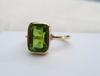 Natural Green Peridot 925 Sterling Silver Yellow Gold Plated Ring Jewelry, August Birthstone Ring