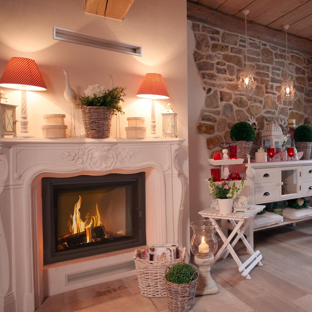 Камин водяной KRATKI LUCY 16 кВт Ø 200 Двойное стекло Черная облицовка термотек