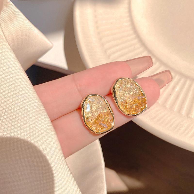 Блестящие серьги-пусеты с градиентными кристаллами для женщин, очаровательные серьги-гвоздики неправильной формы в сладких конфетных тонах, сказочные модные серьги-подвески для вечеринки, циркон