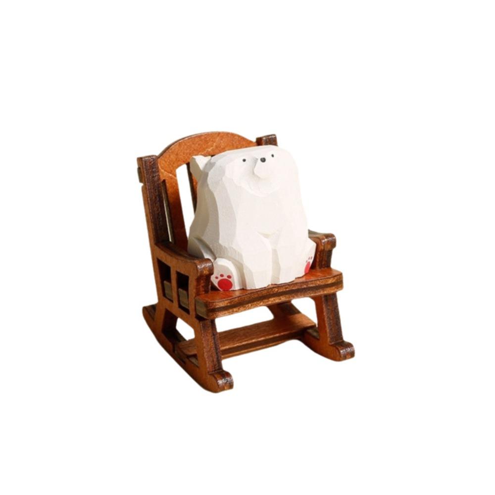 Wooden Rocking Chair Bear Models Solid Wood Polar Bear Crafts Photo Props