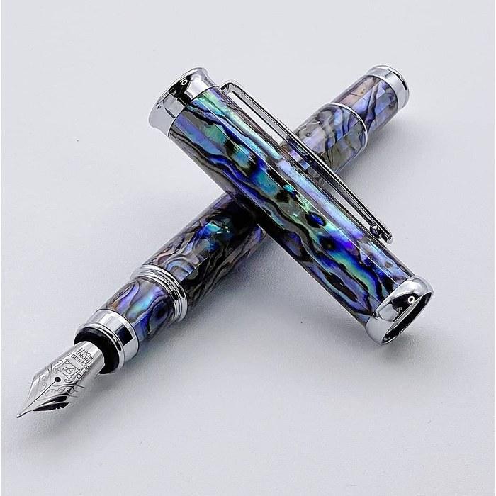 [Rachieva] Abalone Shell Fountain Pen, German-Made Fine Nib, Smooth Writing, Exquisite Luxury Pen Gift Set, Blue