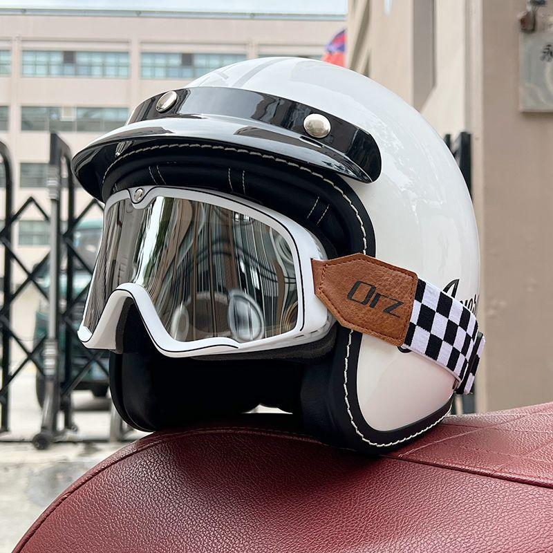 Retro Motorcycle Helmet Men's and Women's Electric Vehicle Scooter 3/4 Half Helmet