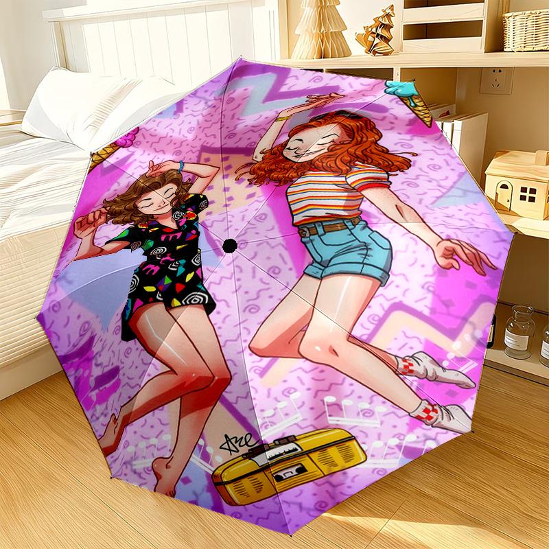 Summer Fun Ice Cream Stranger Umbrella 8-Frame for Travel, camping, Casual Lightweight Portable Umbrella, Essential for every family Holidays Gift