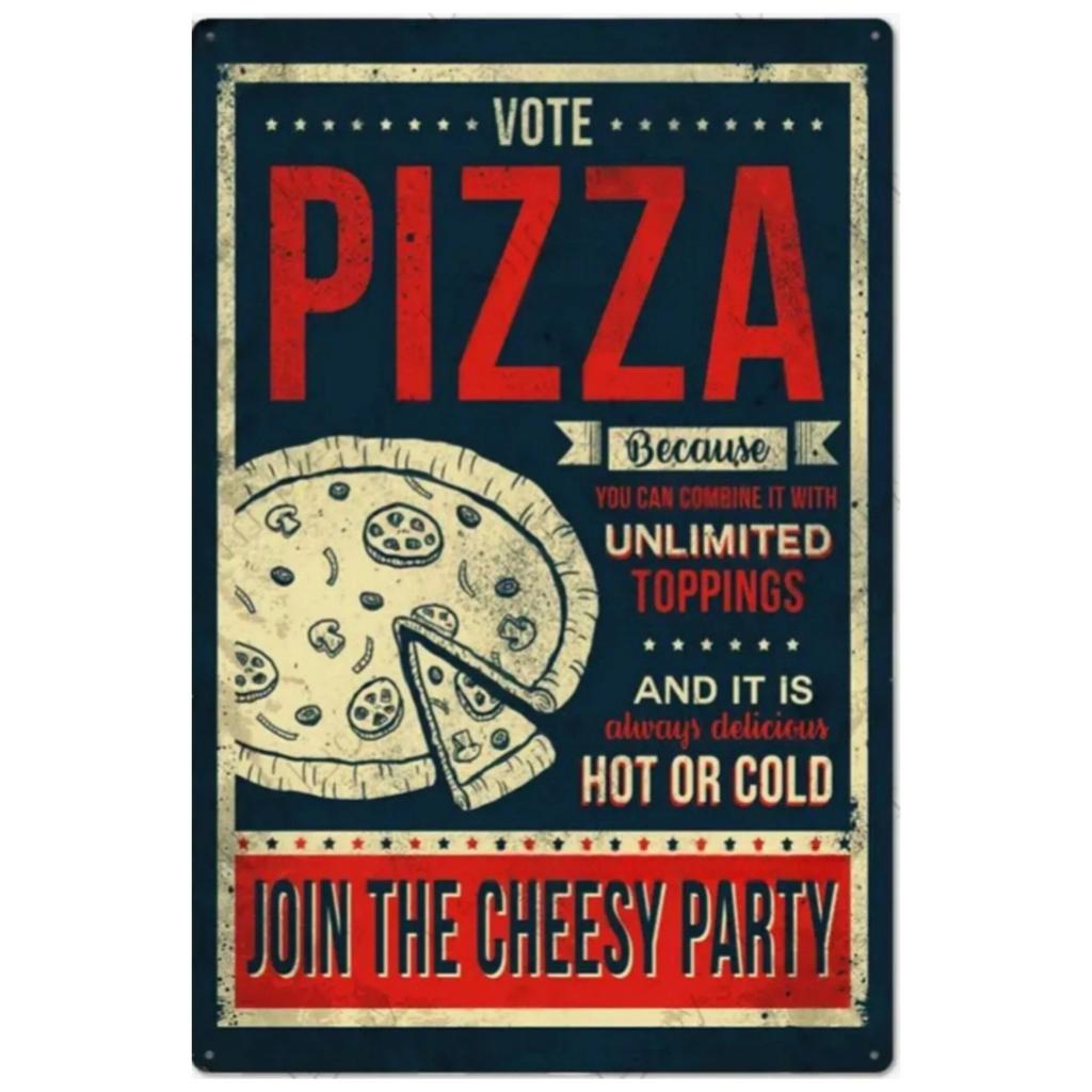 Vintage Pizza Zone Plaque Great Food Metal Sign Pub Bar Home Decoration Best Homemade Poster Italian Pizza Wall Art Plate